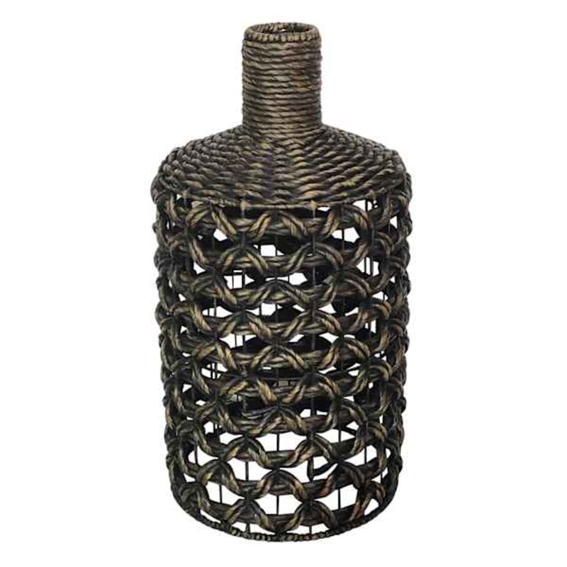 Black Water Hyacinth & Metal Vase, 34″
