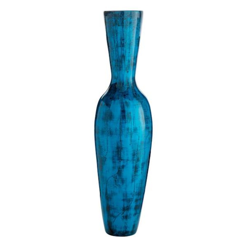 Blue Bamboo Spun Floor Vase, 36″
