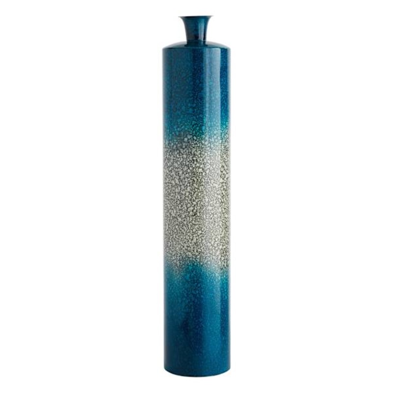 Blue Ombre Metal Bottle Floor Vase, 38″