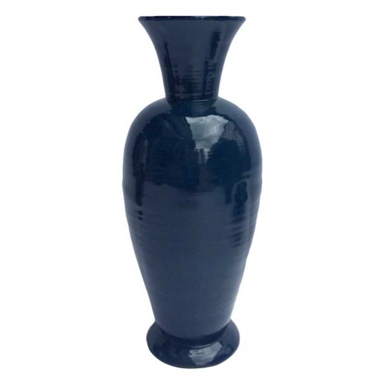 Blue Spun Bamboo Vase, 24″
