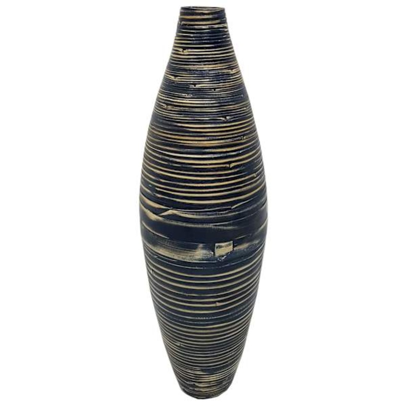 Blue Spun Bamboo Vase, 25″