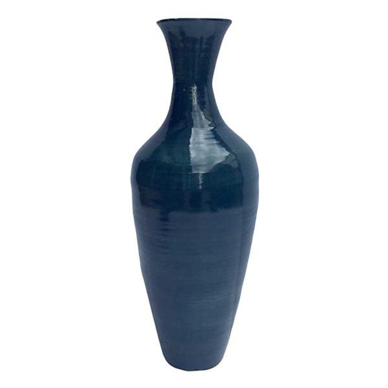 Blue Spun Bamboo Vase, 29″