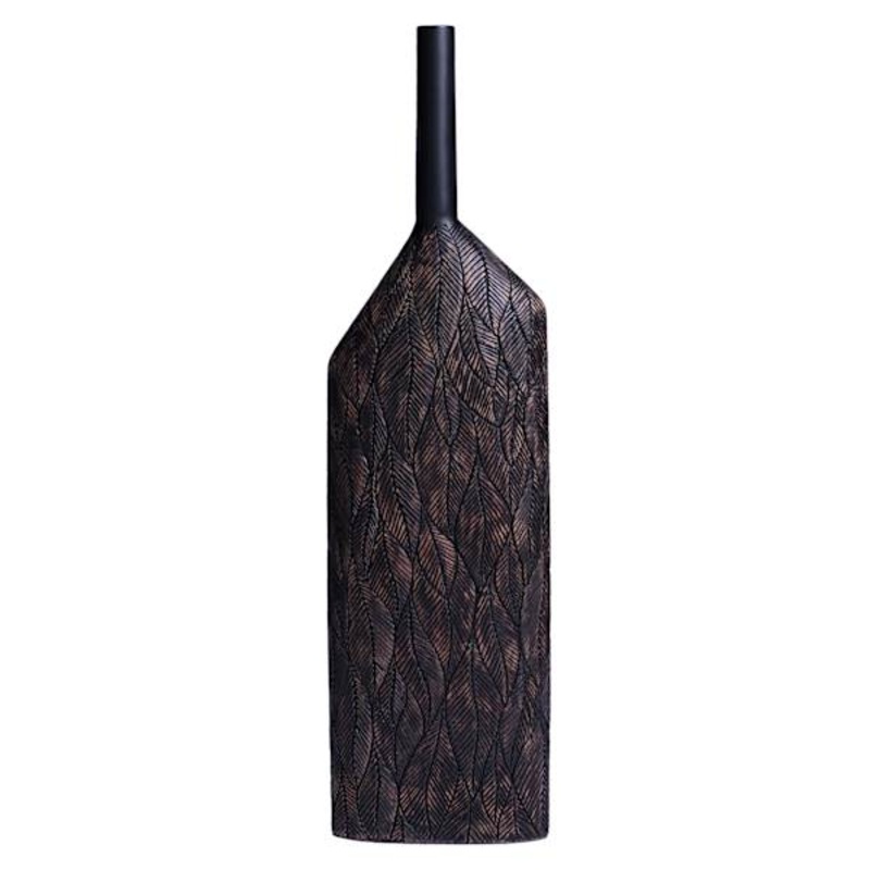 Brown Leaf Patterned Vase, 27″