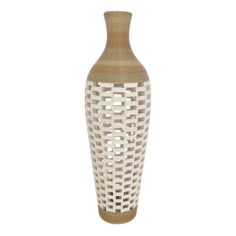 Brown Rattan Floor Vase, 39″