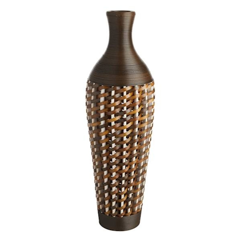 Brown Woven Bottle Floor Vase, 40″