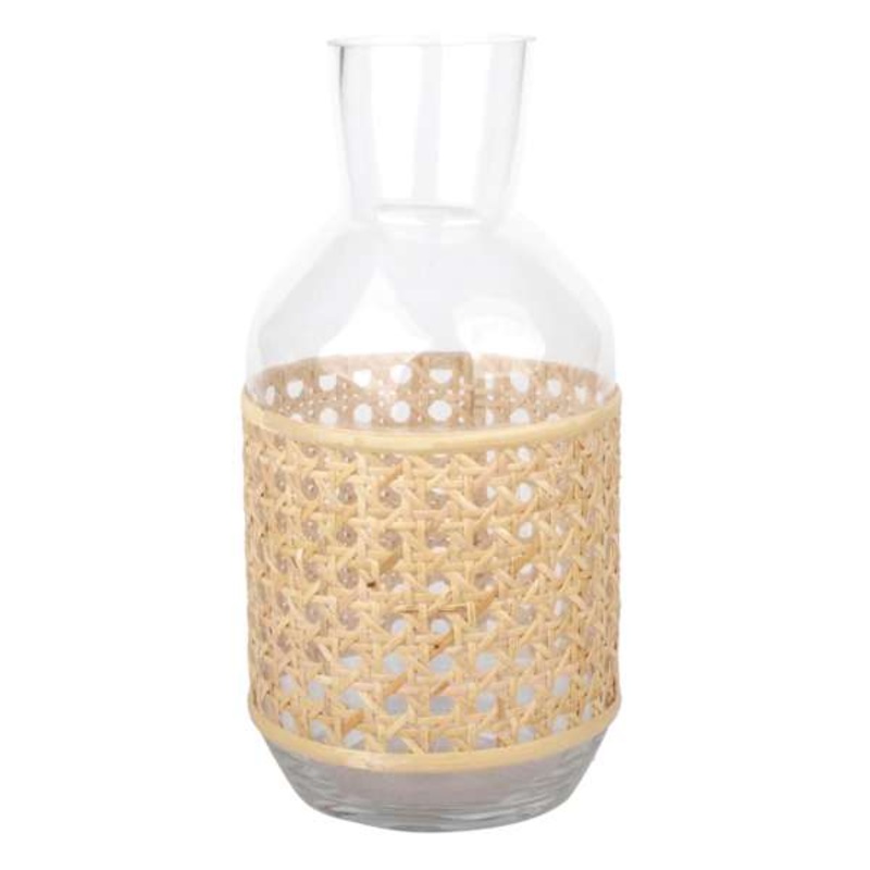 Cane Wrapped Glass Vase, 9″