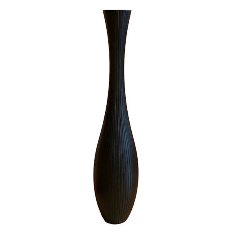Carved Black Hourglass Oversized Vase, 36″