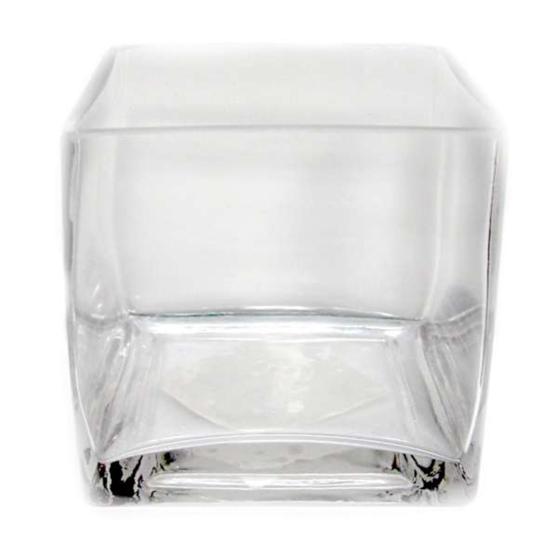 Clear Cube Glass Vase, 4″
