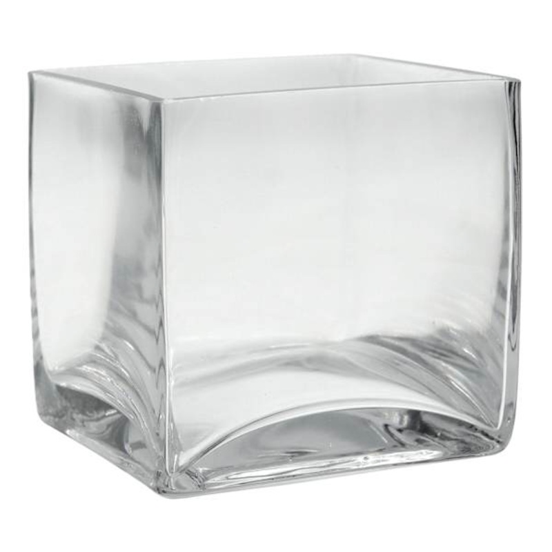 Clear Glass Cube Vase, 4″