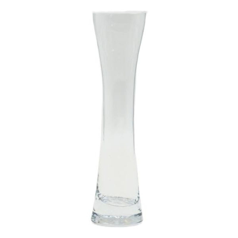 Clear Glass Hourglass Vase, 8″