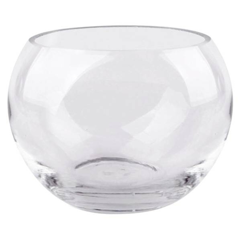 Clear Glass Round Vase, 4″