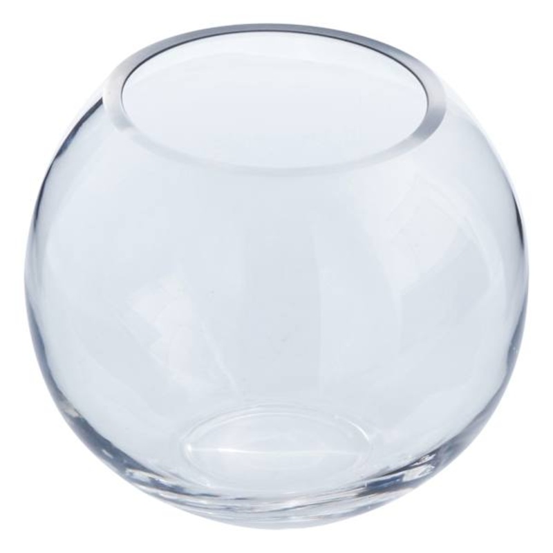 Clear Glass Round Vase, 6″