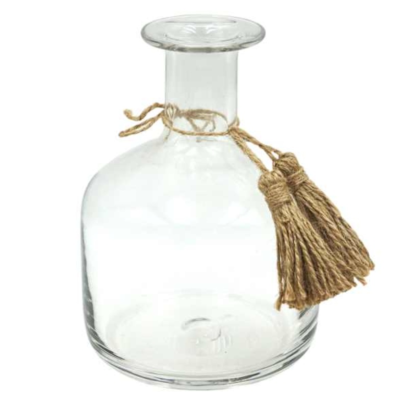Clear Glass Tassel Vase, 6.5″