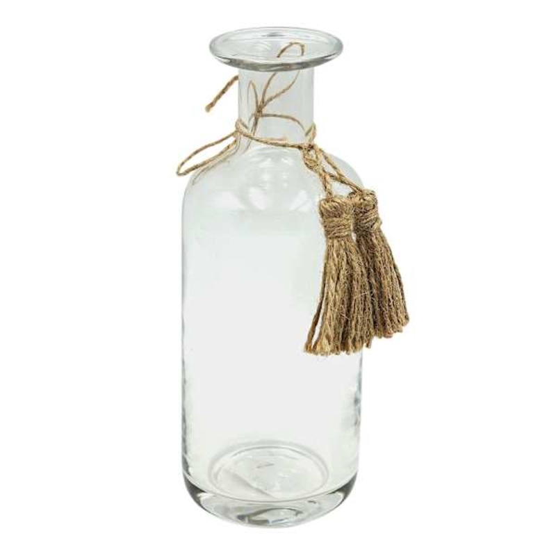 Clear Glass Tassel Vase, 8.5″
