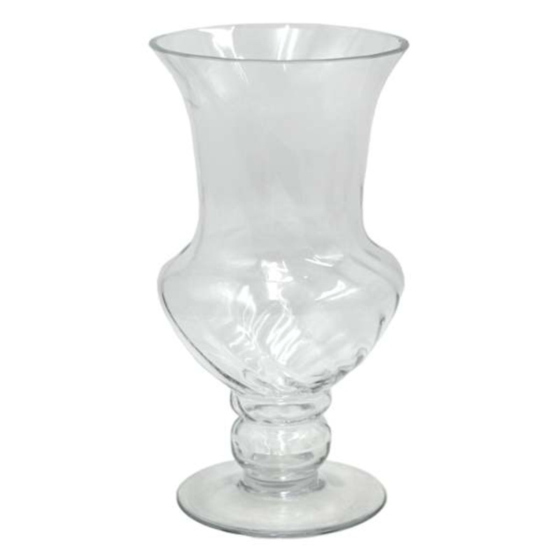 Clear Glass Trumpet Vase, 12″
