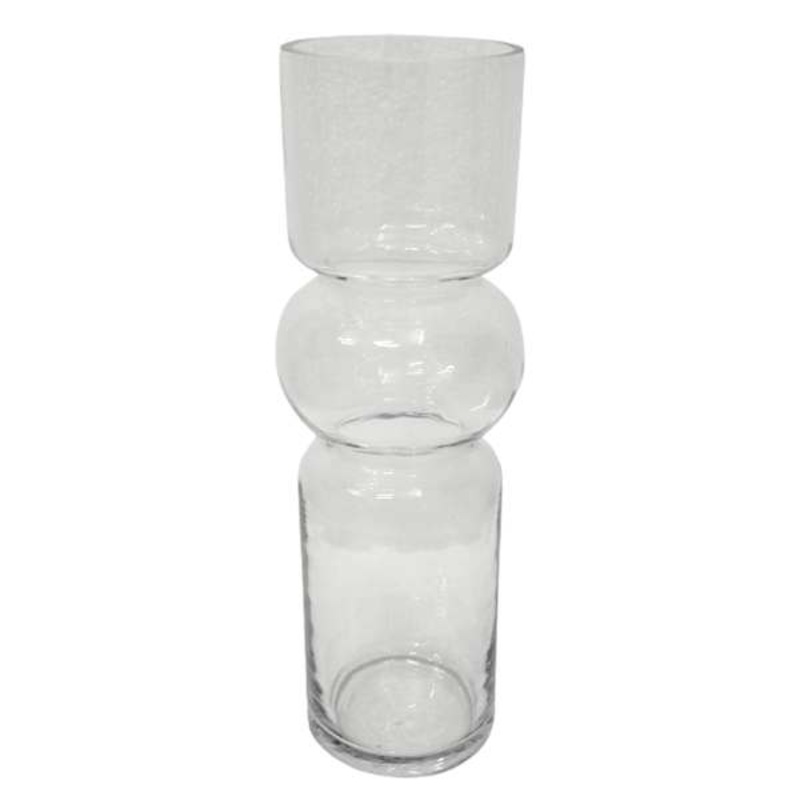 Cylindrical Mid Bubble Glass Vase, 11″