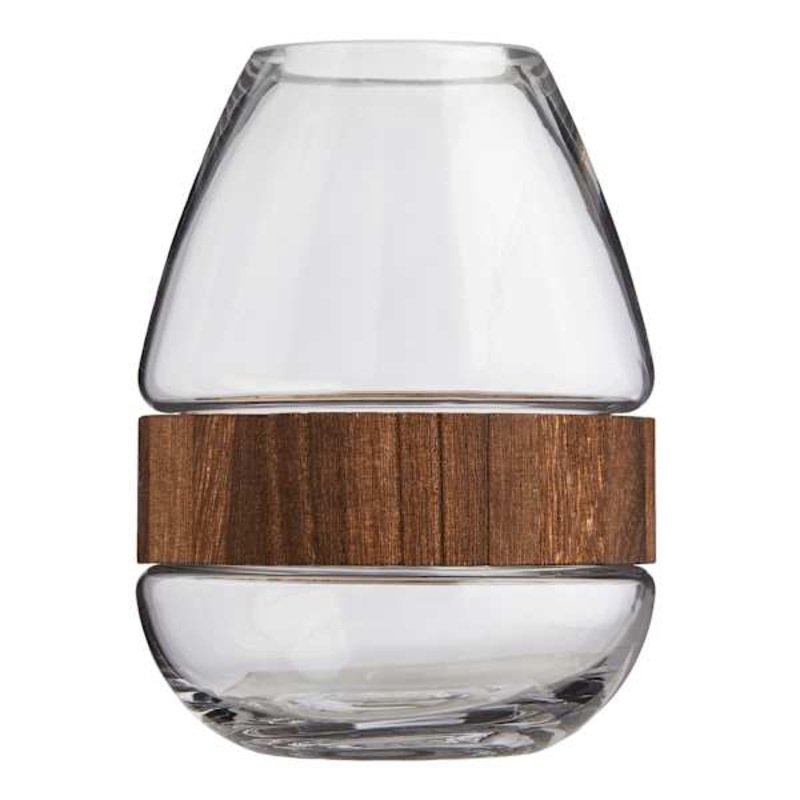 Found & Fable Wood Band Glass Vase, 7.5″