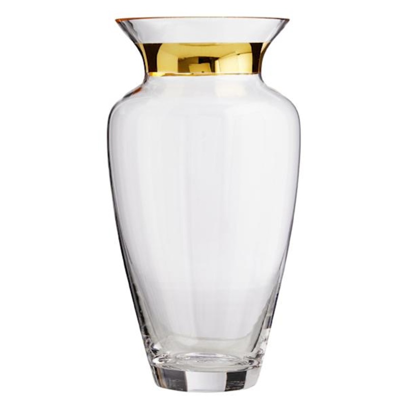 Glass Vase with Mercury Neck, 10″