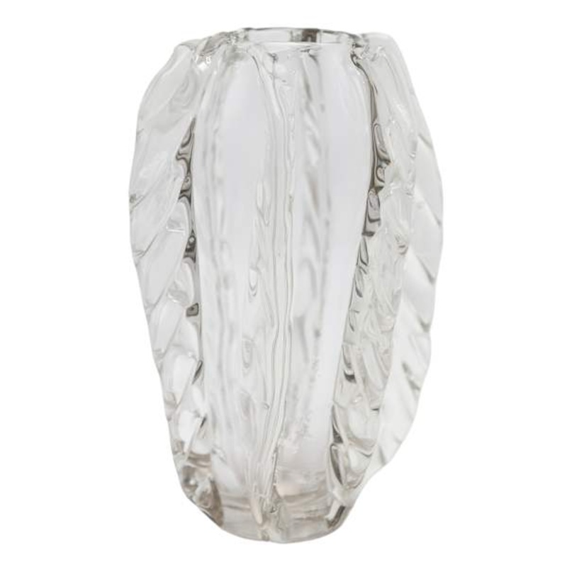 Heavy Ridged Glass Art Vase, 7×11