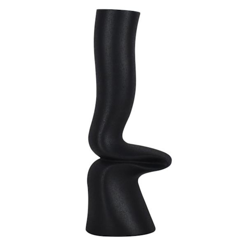 Black Ceramic Abstract Vase, 12″