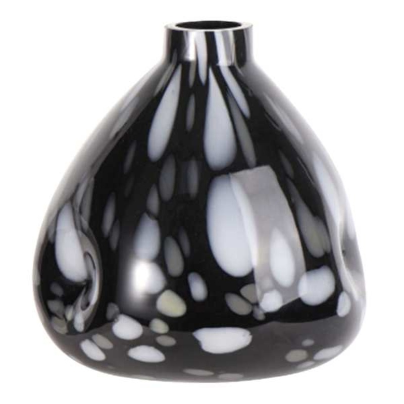 Black Confetti Glass Vase, 8.2″