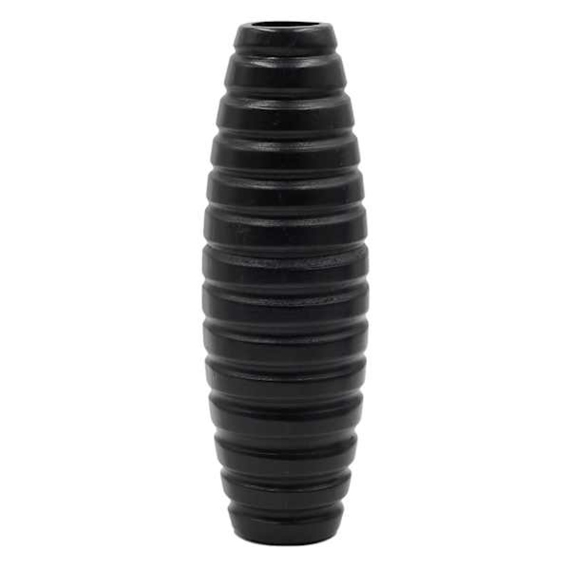 Black Faux Wood Vase, 12″