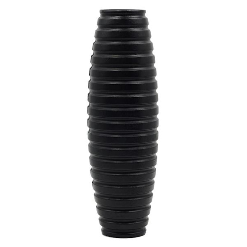 Black Faux Wood Vase, 16″