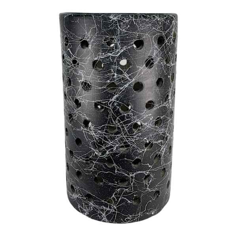 Black Perforated Ceramic Vase, 10″