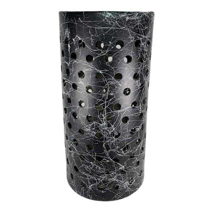 Black Perforated Ceramic Vase, 12″