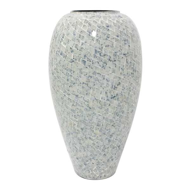 Blue and White Mosaic Vase, 19″