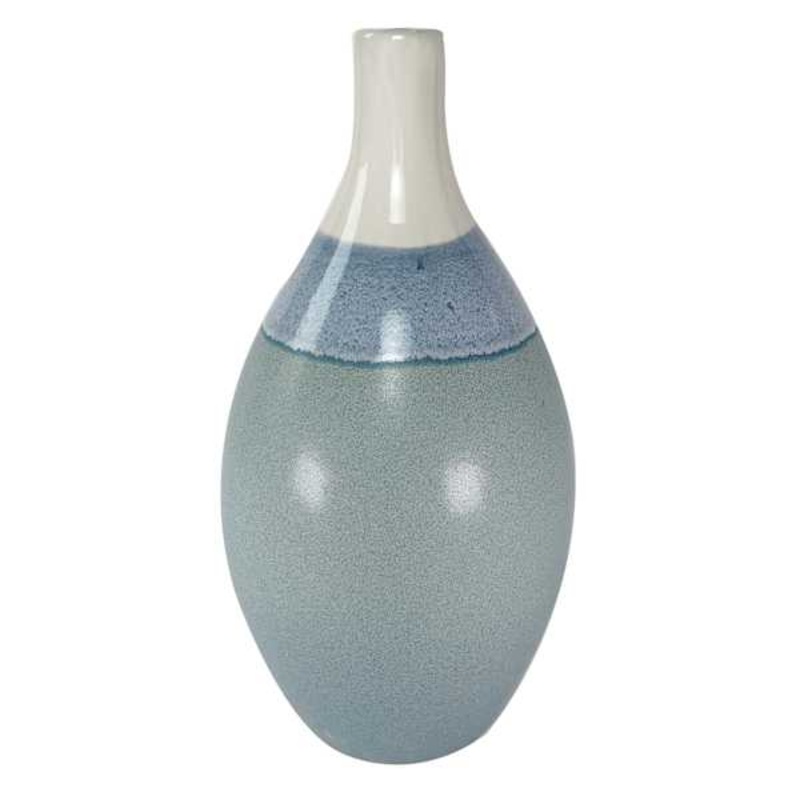 Blue Aqua Reactive Ceramic Vase, 8×13