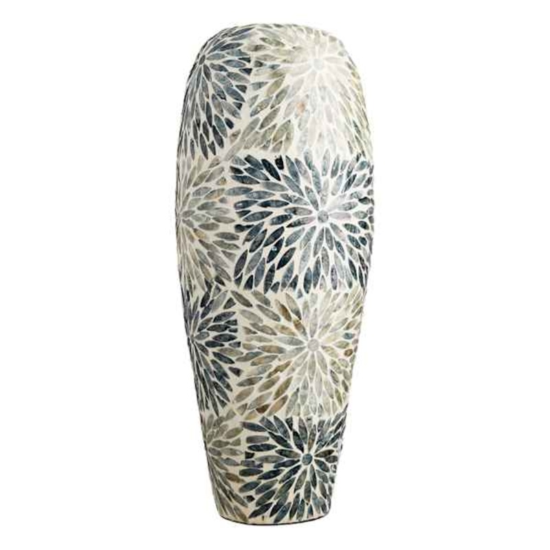 Blue Capiz Mosaic Vase, 23″