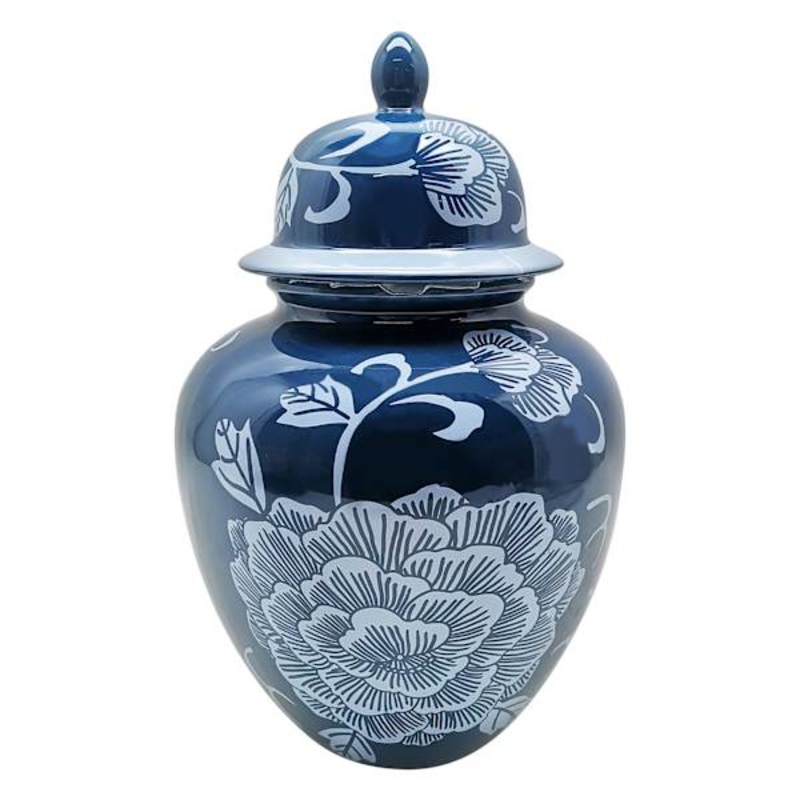 Blue Ceramic Jar, 12″