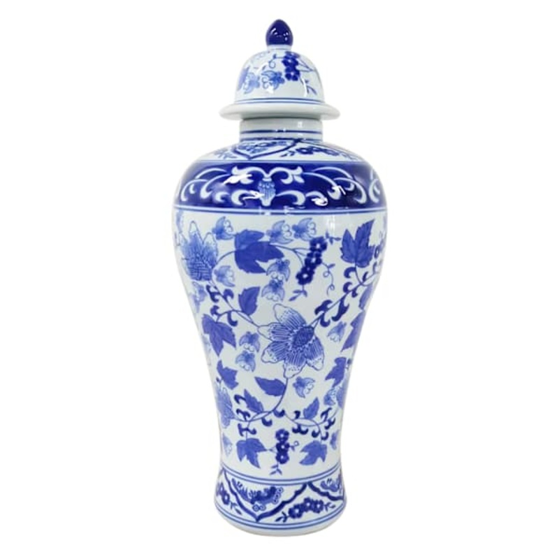 Blue Ceramic Jar, 16.25″