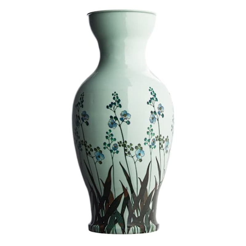 Blue Floral Print Vase, 16″