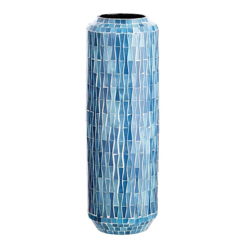 Blue Mosaic Glass Vase, 16″