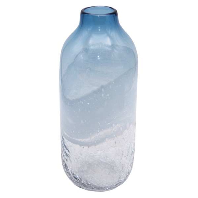 Blue Ombre Glass Vase, 14″