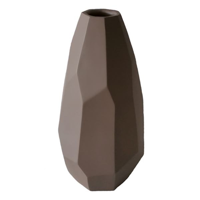 Brown Carved Vase, 13.5″