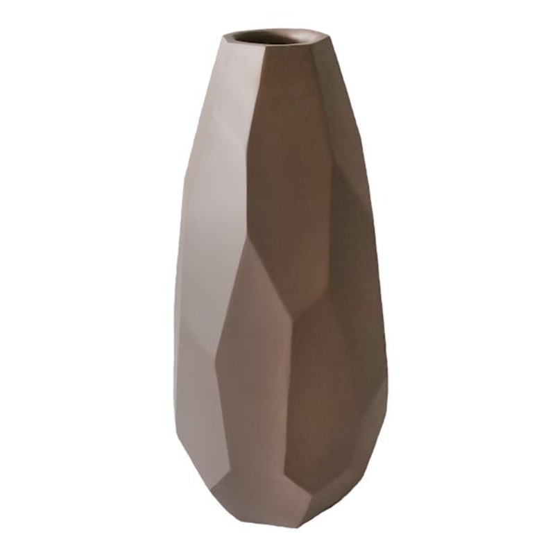 Brown Carved Vase, 19″