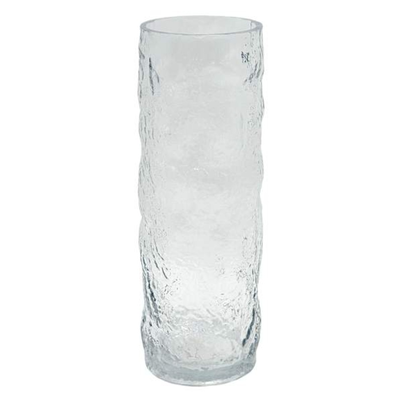 Clear Bubble Glass Cylinder Vase, 12″