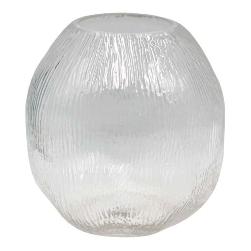 Clear Crinkle Glass Vase, 8″