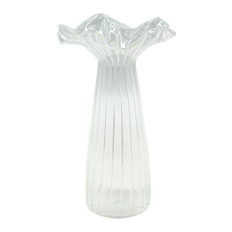 Clear Glass Petal Top Vase, 9″