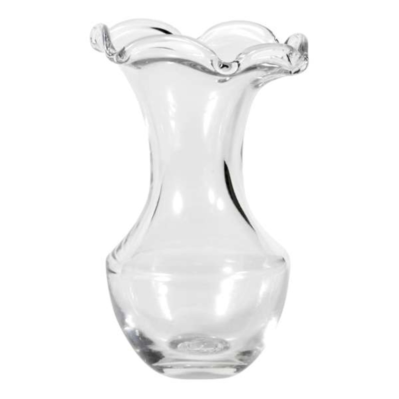 Clear Glass Ruffle Edge Vase, 5″