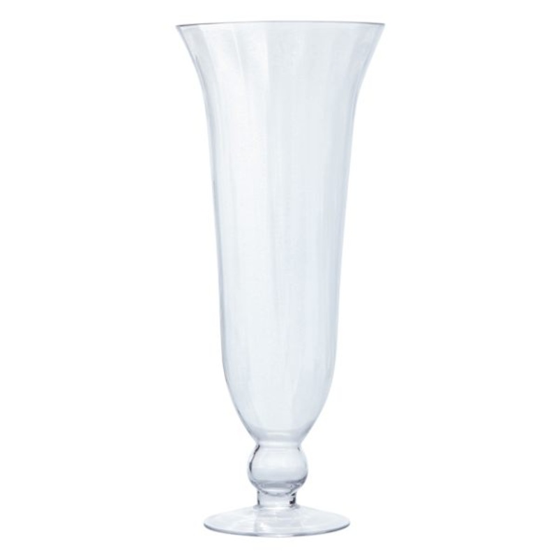 Clear Glass Trumpet Vase, 17.7″