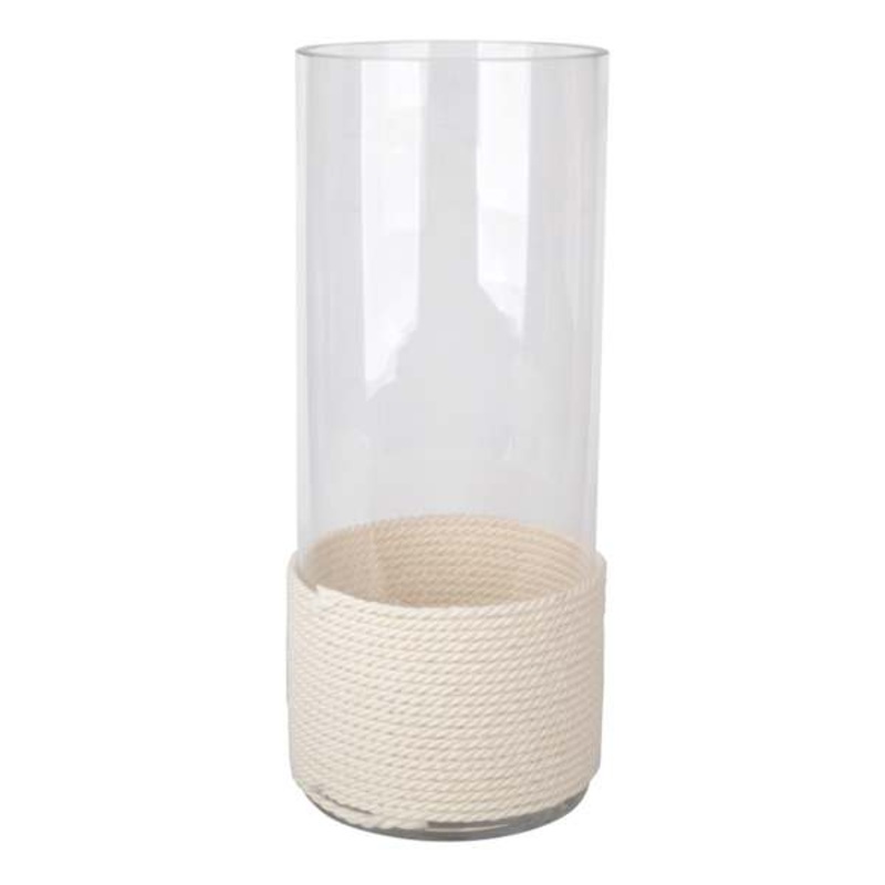 Clear Glass Vase with Textured White Base