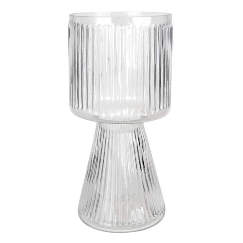 Clear Ribbed Bulb Vase, 12″
