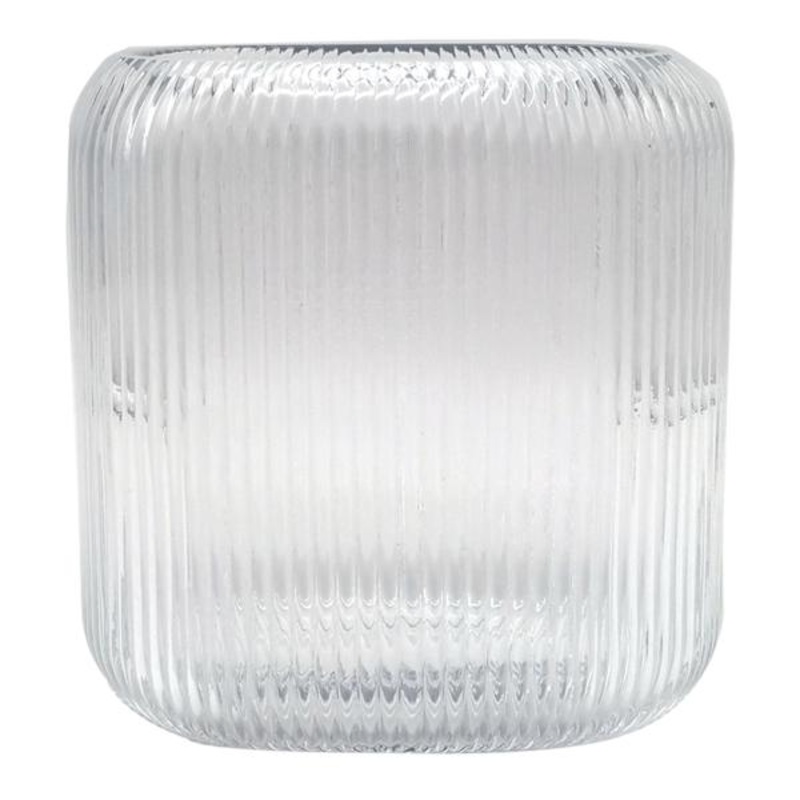Clear Ribbed Glass Vase, 6.5″