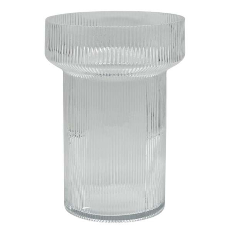 Clear Ribbed Glass Vase, 6×9