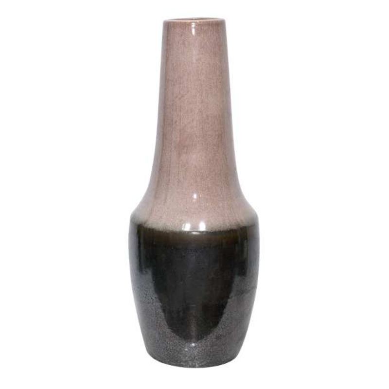 Cream & Grey Glazed Ceramic Vase, 29.5″