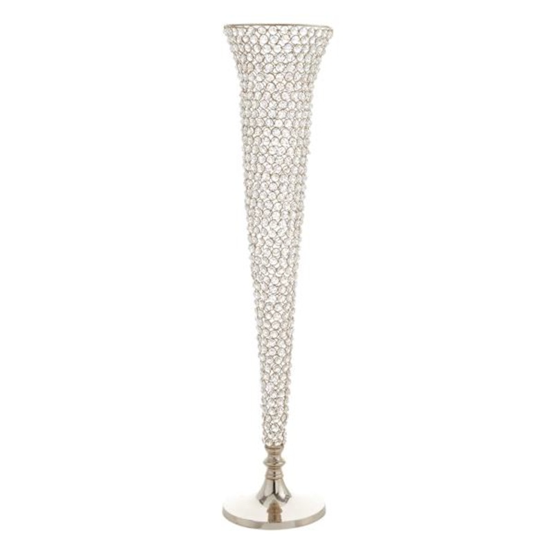 Crystal Metal Flute Vase, 36″